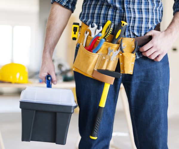 Part of male construction worker